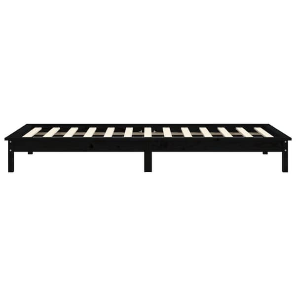 vidaXL Sängynrunko musta 90x190 cm Single täysi mänty
