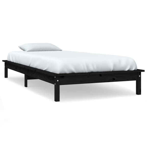 vidaXL Sängynrunko musta 90x190 cm Single täysi mänty