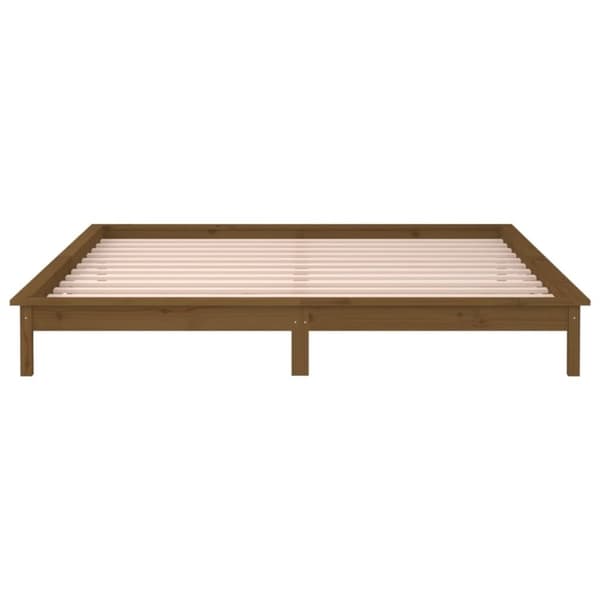 vidaXL sengeramme med LED-lys 120x200 cm massivt træ gyldenbrun