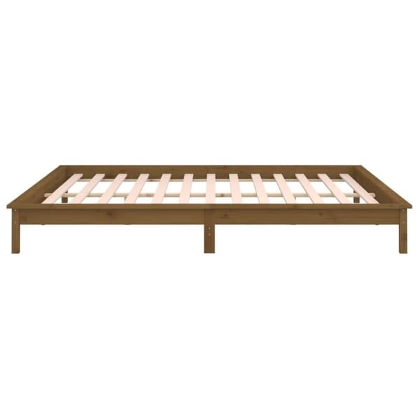 vidaXL sengeramme med LED-lys 120x200 cm massivt træ gyldenbrun