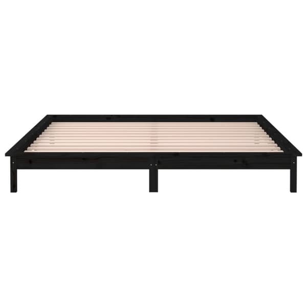vidaXL Sängynrunko LED-valoilla musta 200x200 cm täysi puu
