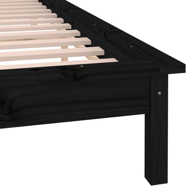 vidaXL Sängynrunko LED-valoilla musta 200x200 cm täysi puu