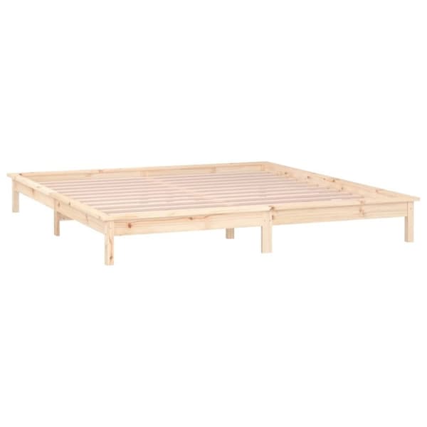 vidaXL Sängynrunko LED-valoilla 200x200 cm täysi puu