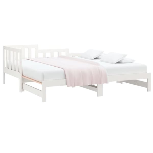 vidaXL daybed med udtræk 2x(90x200) cm massivt fyrretræ hvid