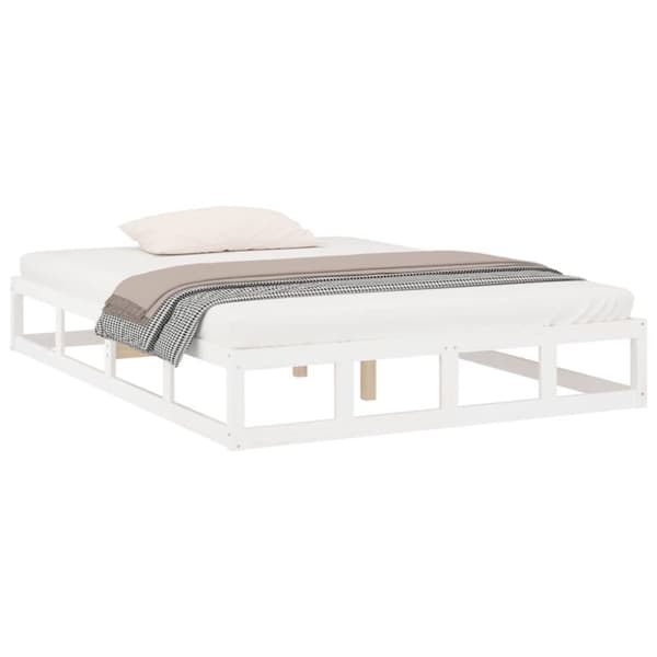 vidaXL sengeramme 140x190 cm massivt træ hvid