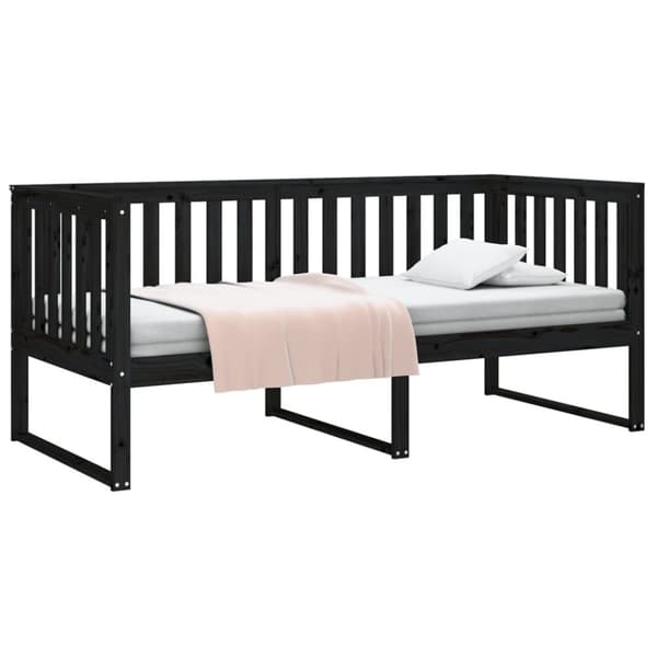 vidaXL daybed 90x190 cm massivt fyrretræ sort