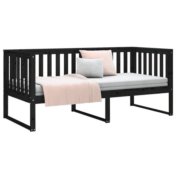 vidaXL daybed 90x190 cm massivt fyrretræ sort
