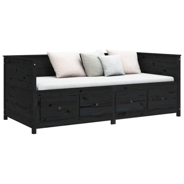 vidaXL Sohvasänky musta 80x200 cm täysi mänty