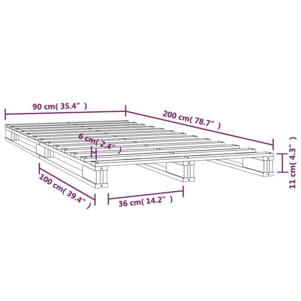 vidaXL palleseng 90x200 cm massivt fyrretræ