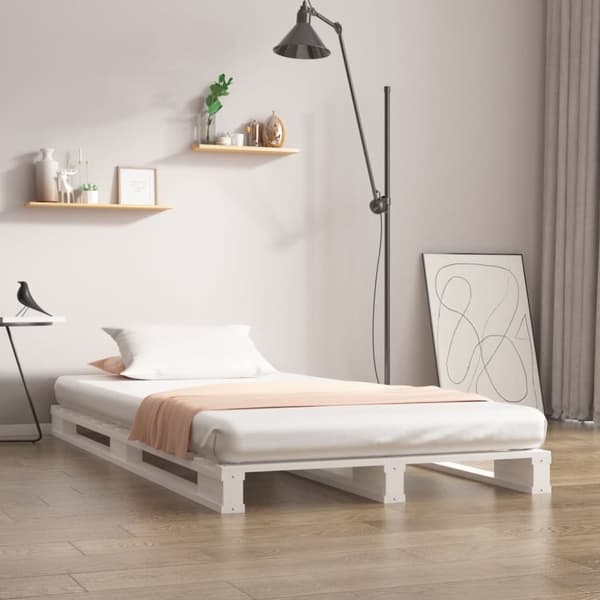 vidaXL palleseng 90x200 cm massivt fyrretræ hvid