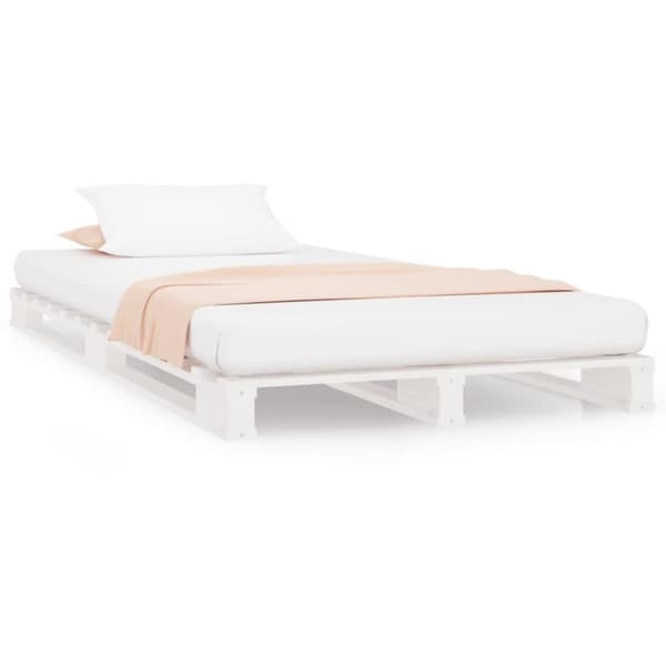 vidaXL palleseng 90x200 cm massivt fyrretræ hvid