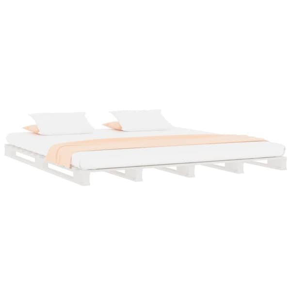 vidaXL palleseng 150x200 cm kingsize massivt fyrretræ hvid