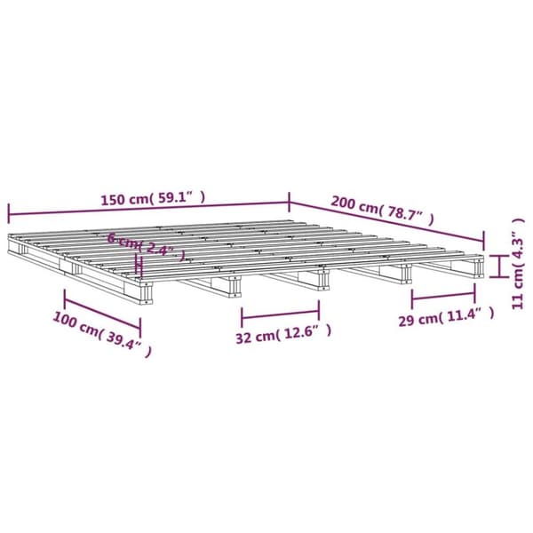 vidaXL palleseng 150x200 cm kingsize massivt fyrretræ hvid