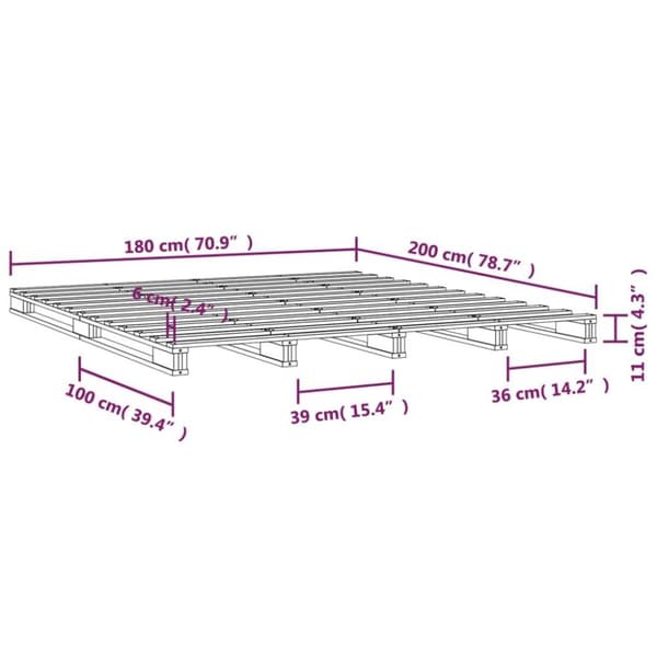 vidaXL palleseng 180x200 cm Super King massivt fyrretræ hvid