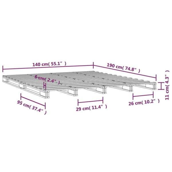 vidaXL palleseng 140x190 cm massivt fyrretræ