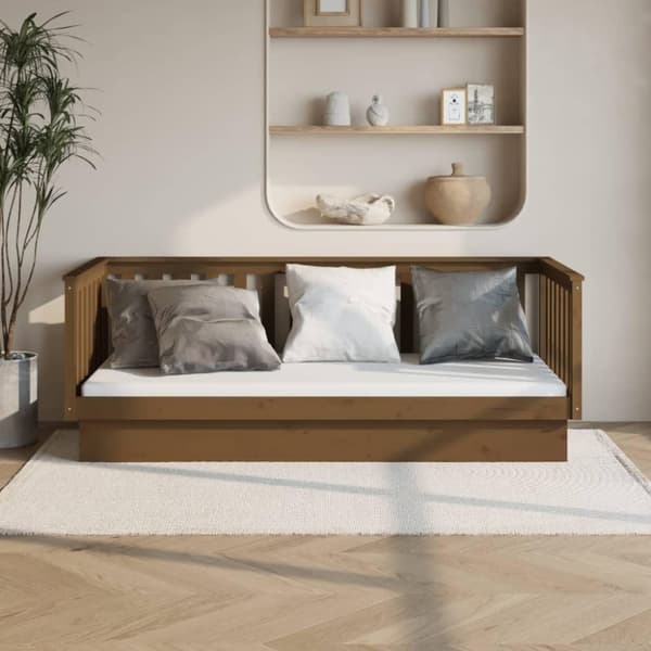 vidaXL daybed 90x200 cm massivt fyrretræ gyldenbrun
