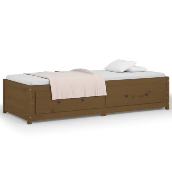 vidaXL dagseng gyldenbrun 75x190 cm lille enkelt massivt træ fyr