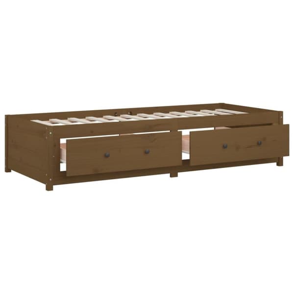 vidaXL dagseng gyldenbrun 75x190 cm lille enkelt massivt træ fyr