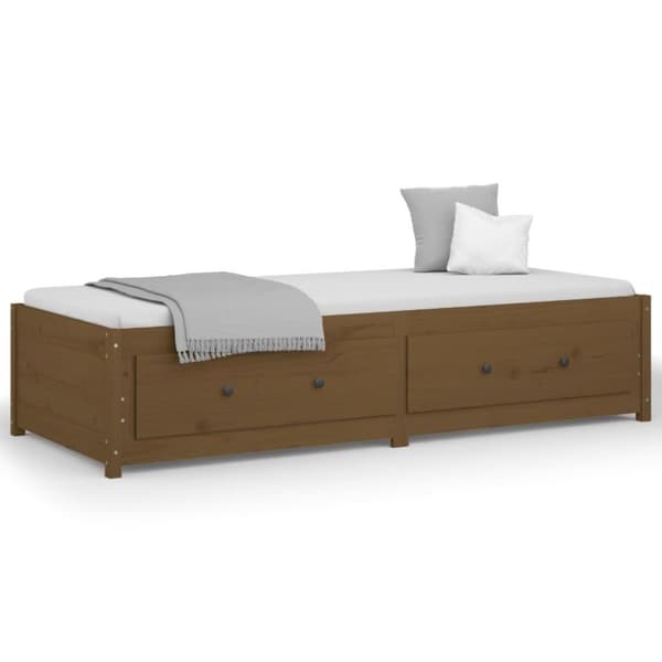 vidaXL dagseng gyldenbrun 75x190 cm lille enkelt massivt træ fyr