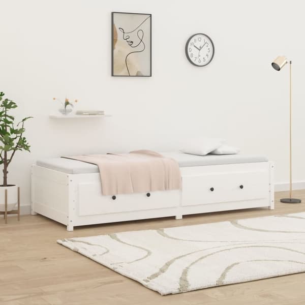 vidaXL dagseng hvid 75x190 cm lille enkelt massivt træ fyr
