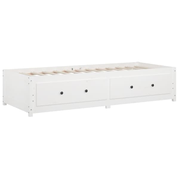 vidaXL dagseng hvid 75x190 cm lille enkelt massivt træ fyr