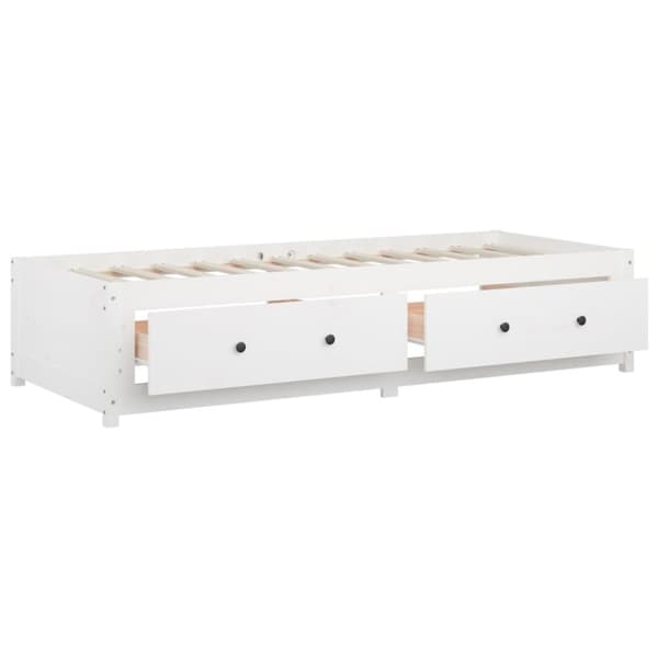 vidaXL dagseng hvid 75x190 cm lille enkelt massivt træ fyr