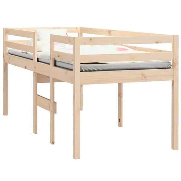 vidaXL højseng 75x190 cm massivt fyrretræ