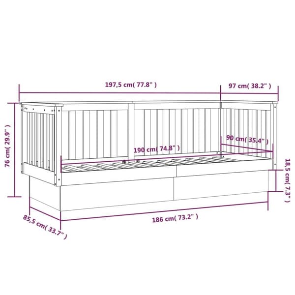 vidaXL Dagbädd utan madrass 90x190 cm massiv furu