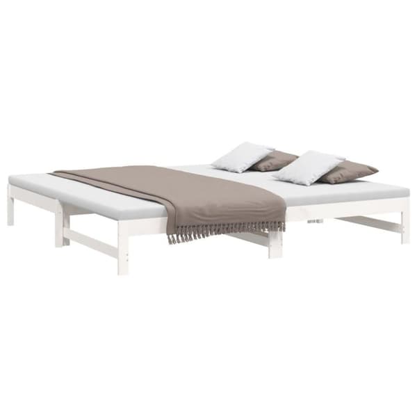 vidaXL Utdragbar dagbädd vit 2x(80x200) cm massiv furu