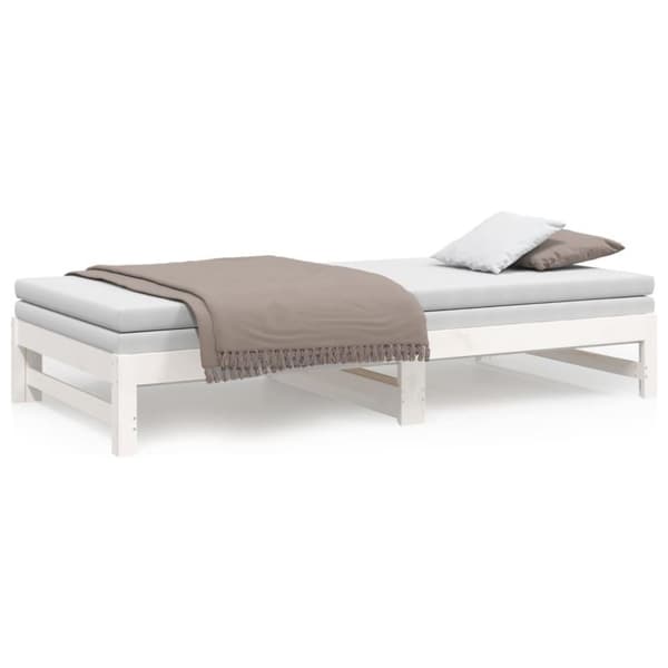 vidaXL Utdragbar dagbädd vit 2x(80x200) cm massiv furu