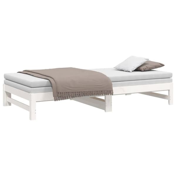 vidaXL Utdragbar dagbädd vit 2x(80x200) cm massiv furu