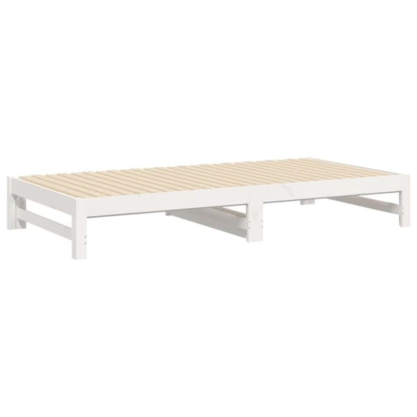 vidaXL Utdragbar dagbädd vit 2x(80x200) cm massiv furu