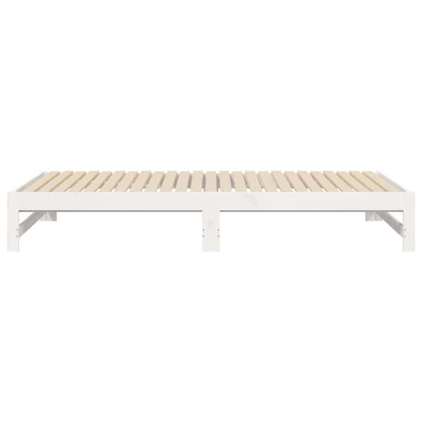 vidaXL Utdragbar dagbädd vit 2x(80x200) cm massiv furu