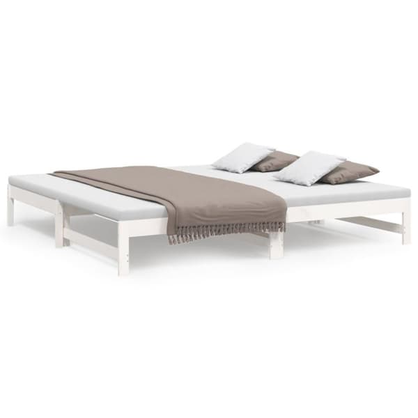 vidaXL Utdragbar dagbädd vit 2x(80x200) cm massiv furu