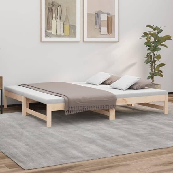 vidaXL Uttrekkbar dagseng 2x(90x190) cm heltre furu