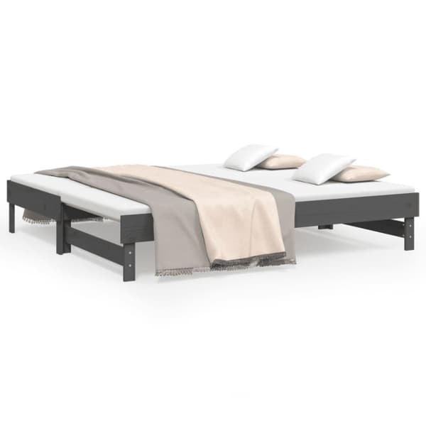 vidaXL daybed med udtræk 2x(90x190) cm massivt fyrretræ grå