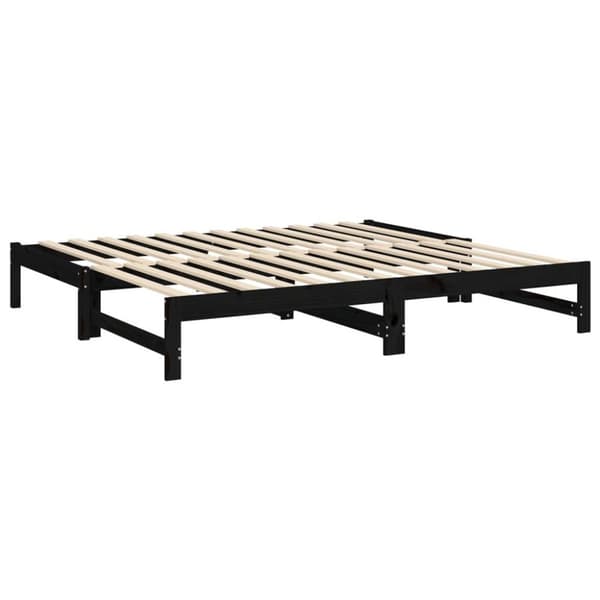 vidaXL Sohvasänky ulosvedettävä musta 2x (90x190) cm täysi mänty