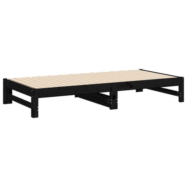 vidaXL Sohvasänky ulosvedettävä musta 2x (90x190) cm täysi mänty