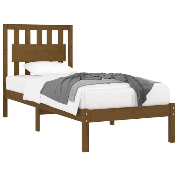 vidaXL sengeramme 100x200 cm massivt fyrretræ gyldenbrun
