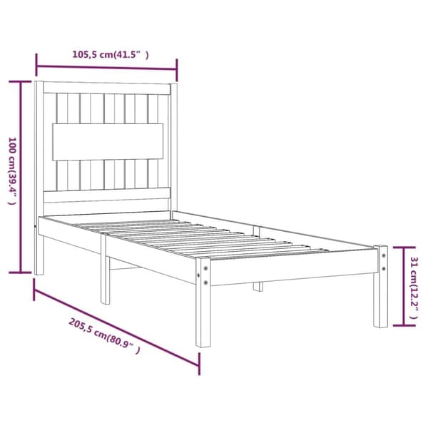 vidaXL sengeramme 100x200 cm massivt fyrretræ gyldenbrun