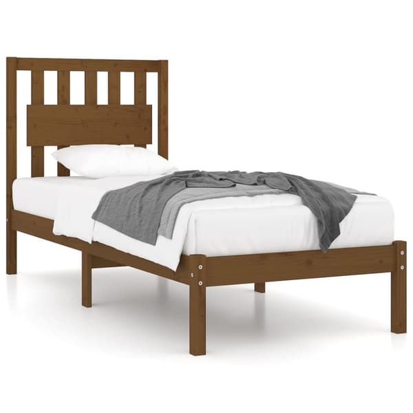 vidaXL sengeramme 100x200 cm massivt fyrretræ gyldenbrun