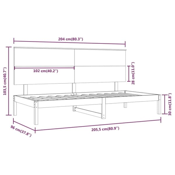 vidaXL Vuodesohva ilman patjaa 90x200 cm täysi mänty