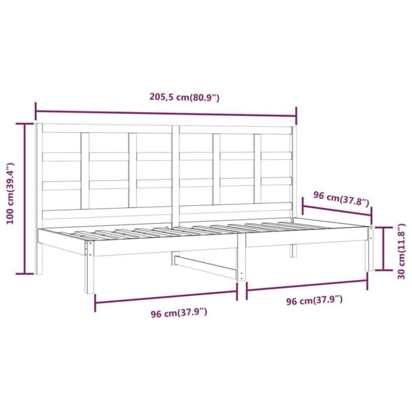 vidaXL Vuodesohva ilman patjaa valkoinen 90x200 cm täysi mänty