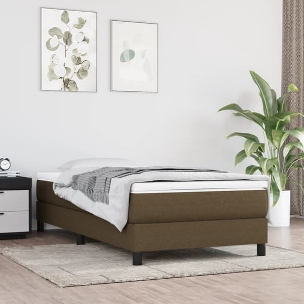vidaXL Sängram mörkbrun 90x190 cm tyg