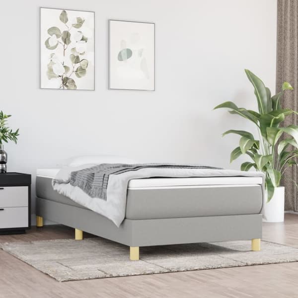 vidaXL sengeramme til kontinentalseng 90x200 cm stof lysegrå