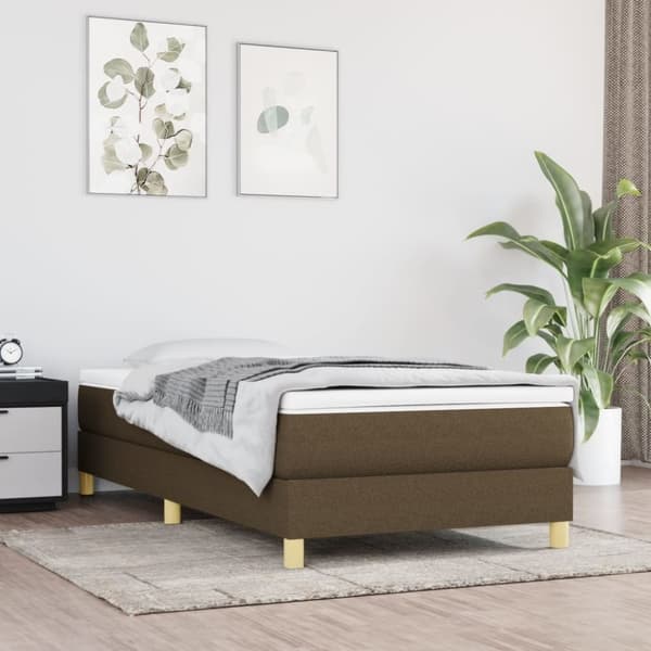 vidaXL Sängram mörkbrun 90x200 cm tyg