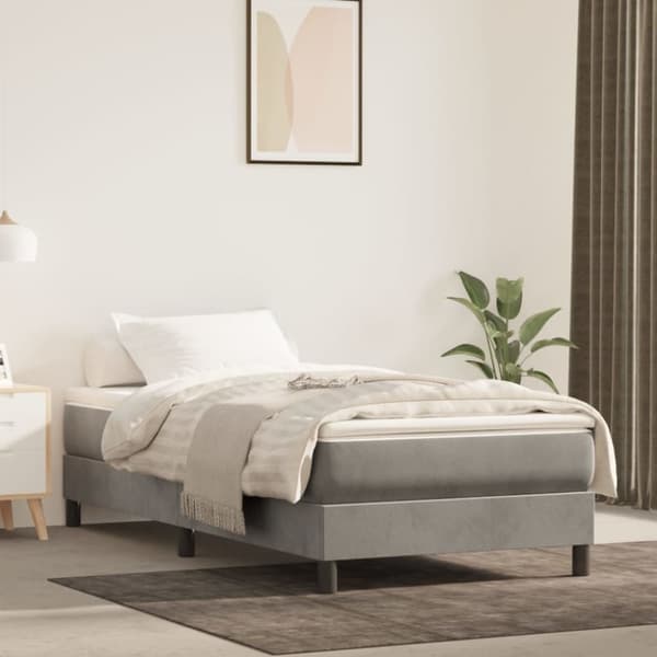 vidaXL Sängram ljusgrå 90x200 cm sammet