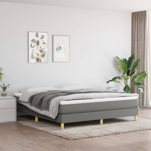vidaXL sengeramme 180x200 cm stof mørkegrå