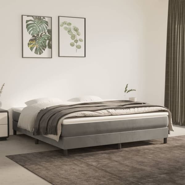 vidaXL sengeramme 160x200 cm fløjl lysegrå