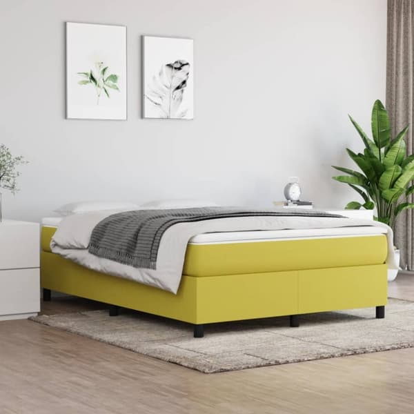vidaXL sengeramme til kontinentalseng 140x200 cm stof grøn